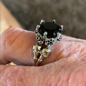Jewelry - Sterling Silver and Black Sapphire Gem Skull Ring Jewelry - Sterling Silver and Black Sapphire Gem Skull Ring